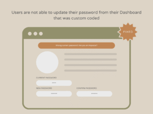 Custom WordPress Dashboard – Password Update Issue Fix
